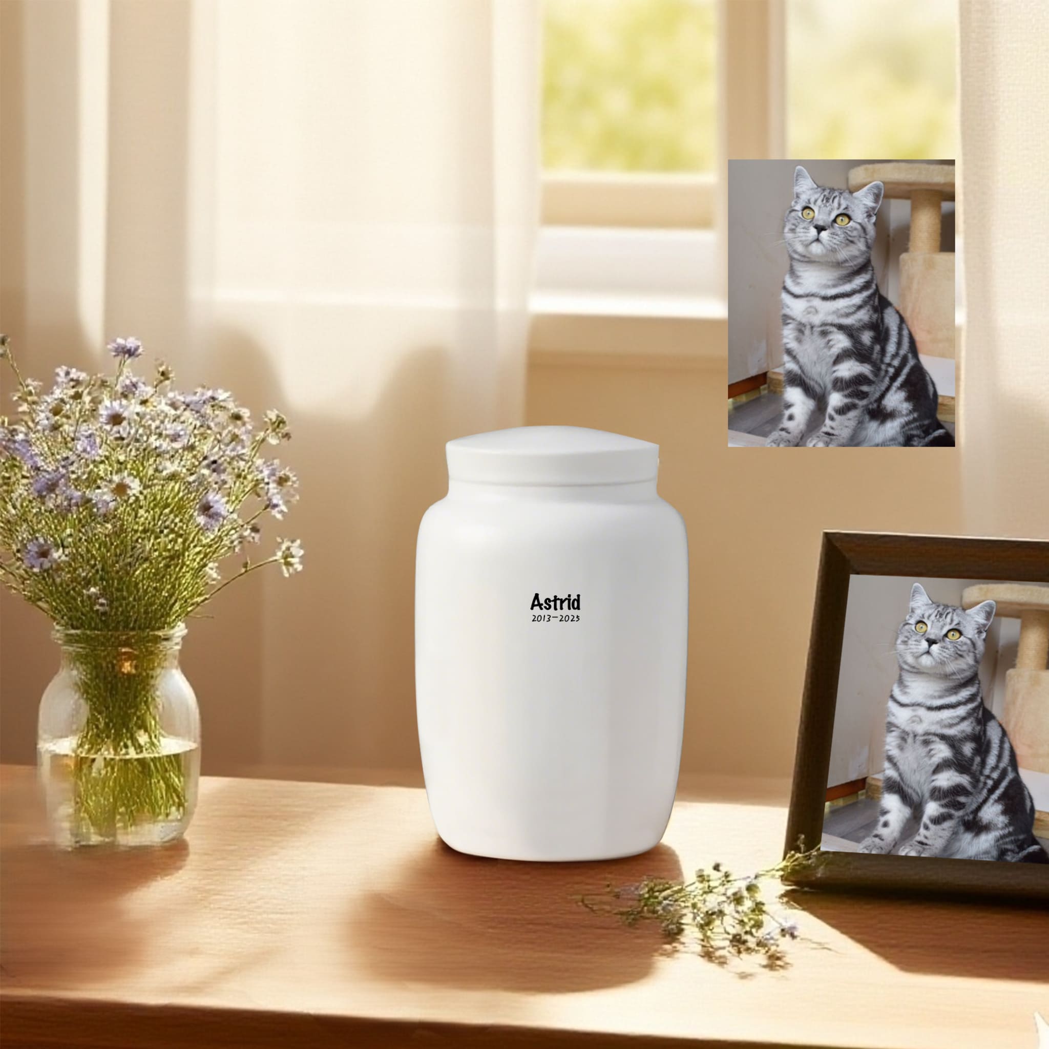 Forever Keepsake Urn-Personalized Pet Urns for Dogs,Hand-Painted Lifelike Pet Portrait,Cat or Dog Cremation Urn,Tribute Gift for Pet