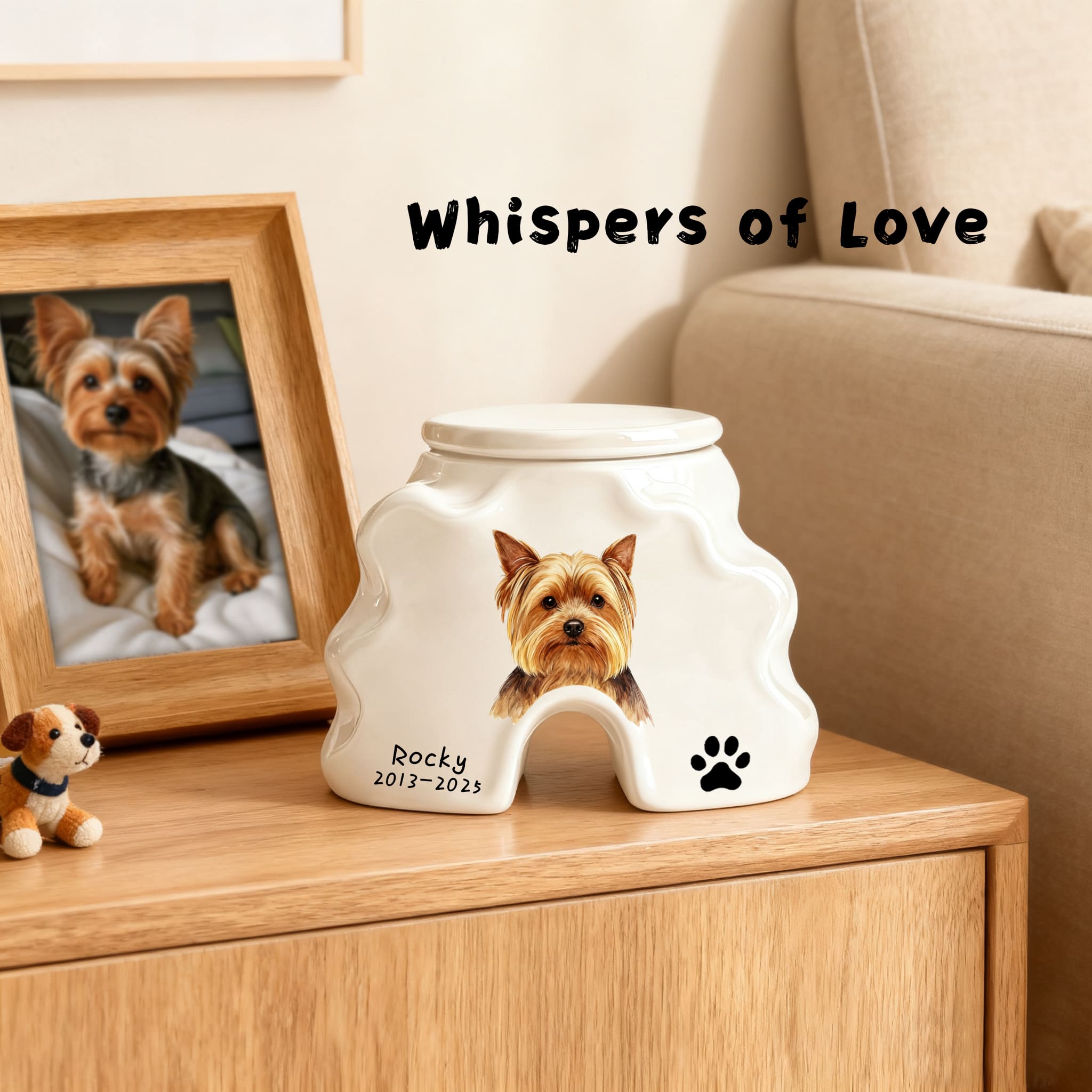Personalized Pet Urns-Hand-Painted Ceramic Portrait, Paw Print, Name & Date, A Once-in-a-Lifetime Tribute,Pet Ashes Keepsakes