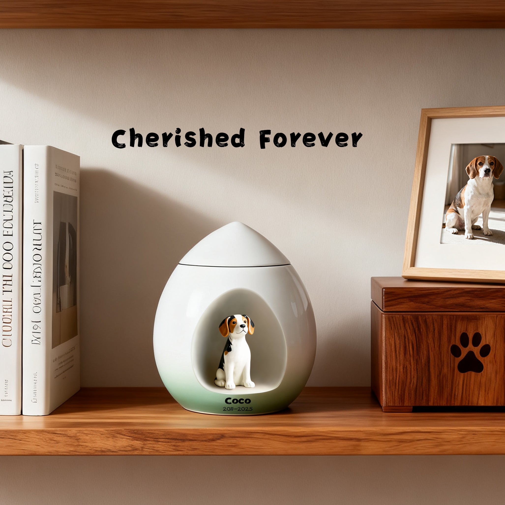 Personalized Dog Urn – Hand-Painted Ceramic Lifelike Portrait,Name and Date,Forever Home for Beloved Pet