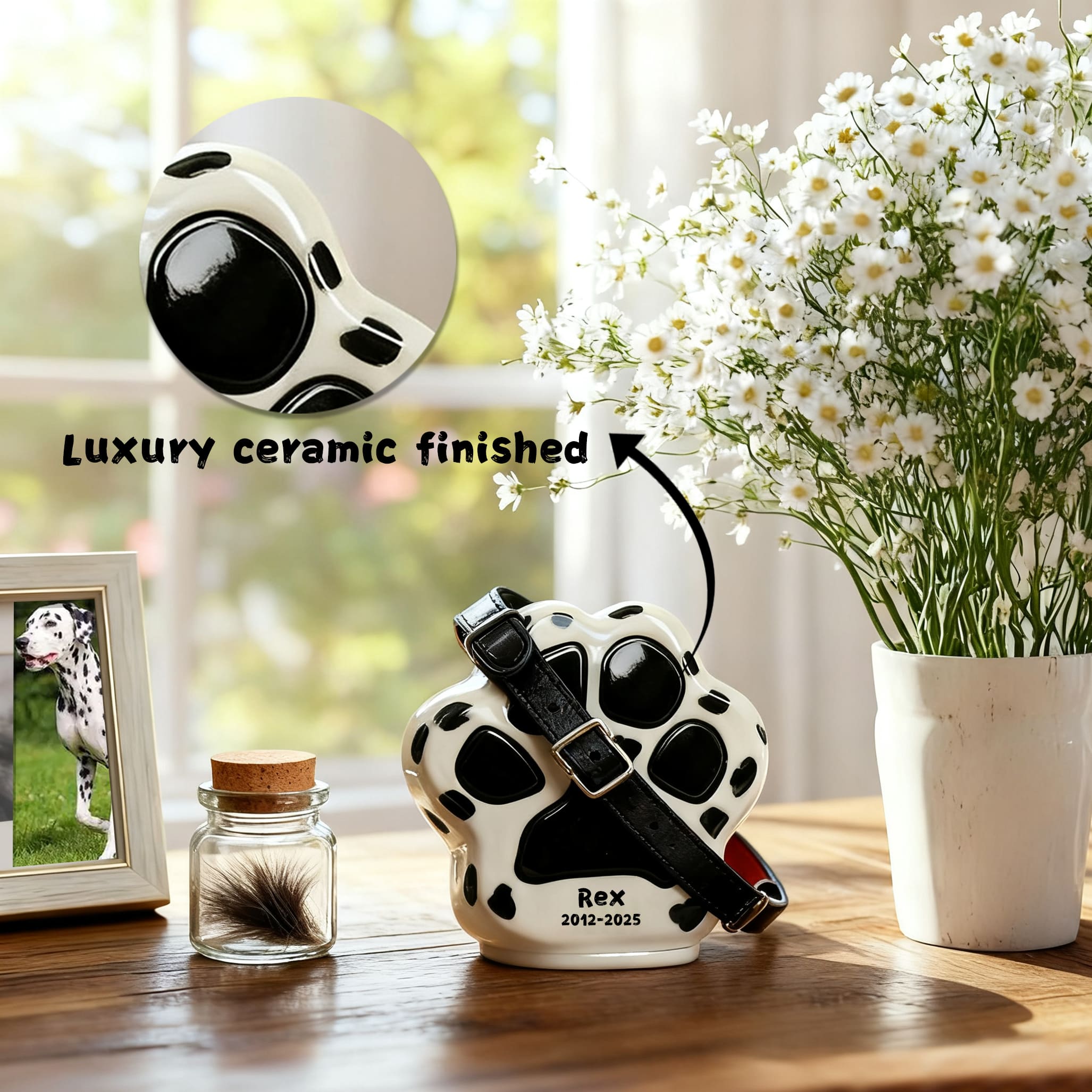 Personalized Ceramic Dog Cremation Urn - Paw Print #112