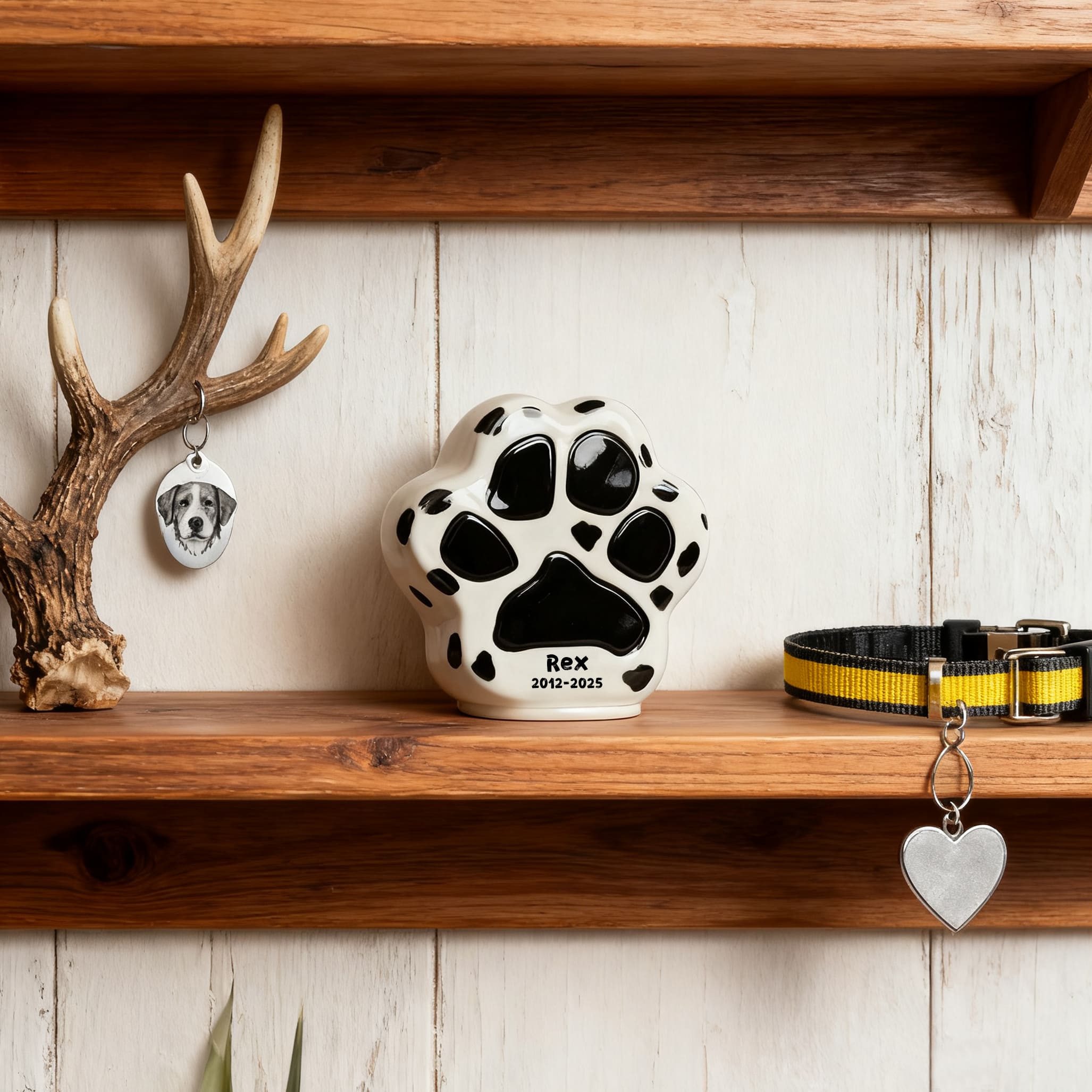 Personalized Ceramic Dog Cremation Urn - Paw Print #112