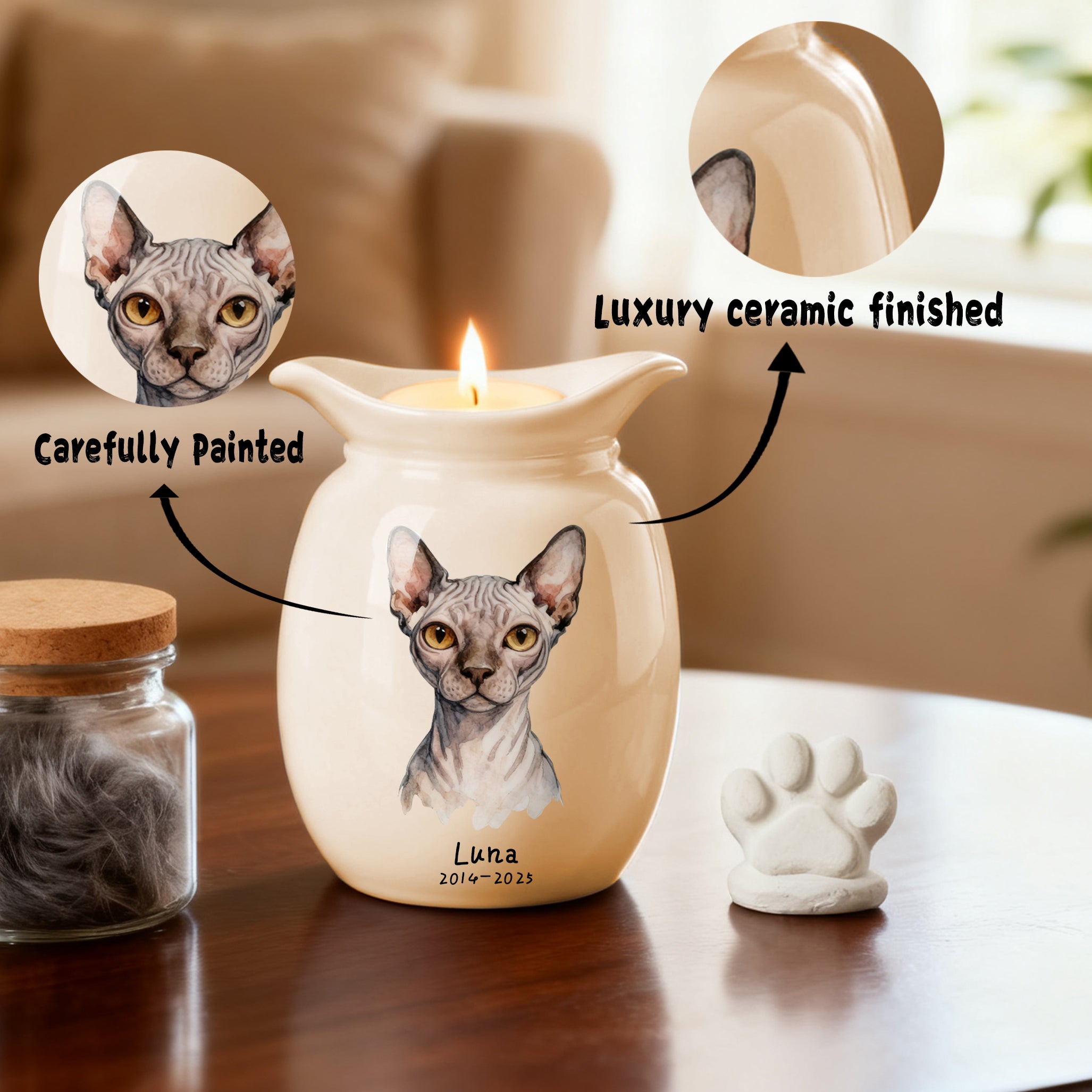 Dog Urn with Candle – Personalized #CA103