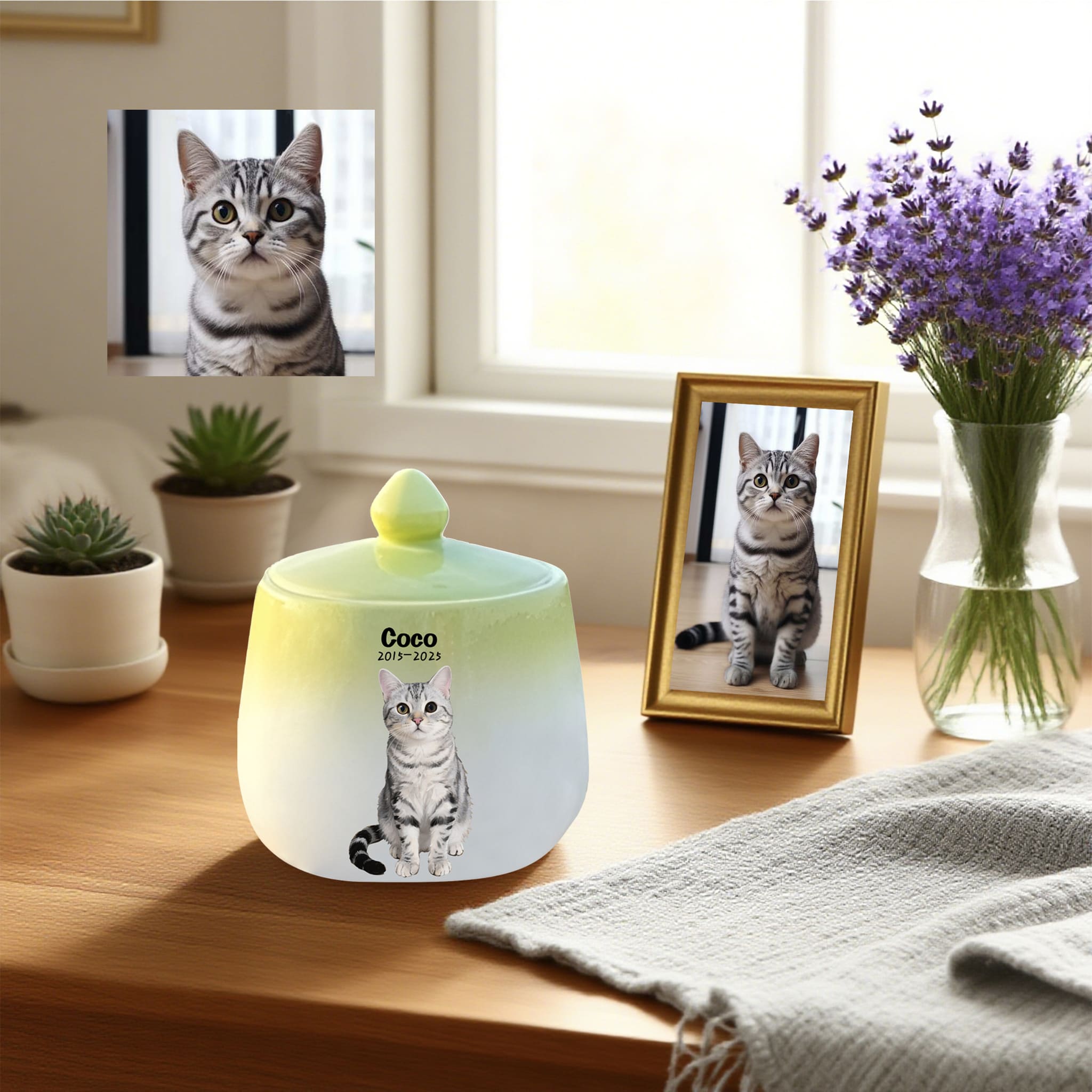 Handcrafted Personalized Urn for American Shorthair Cat – Memorial Gift