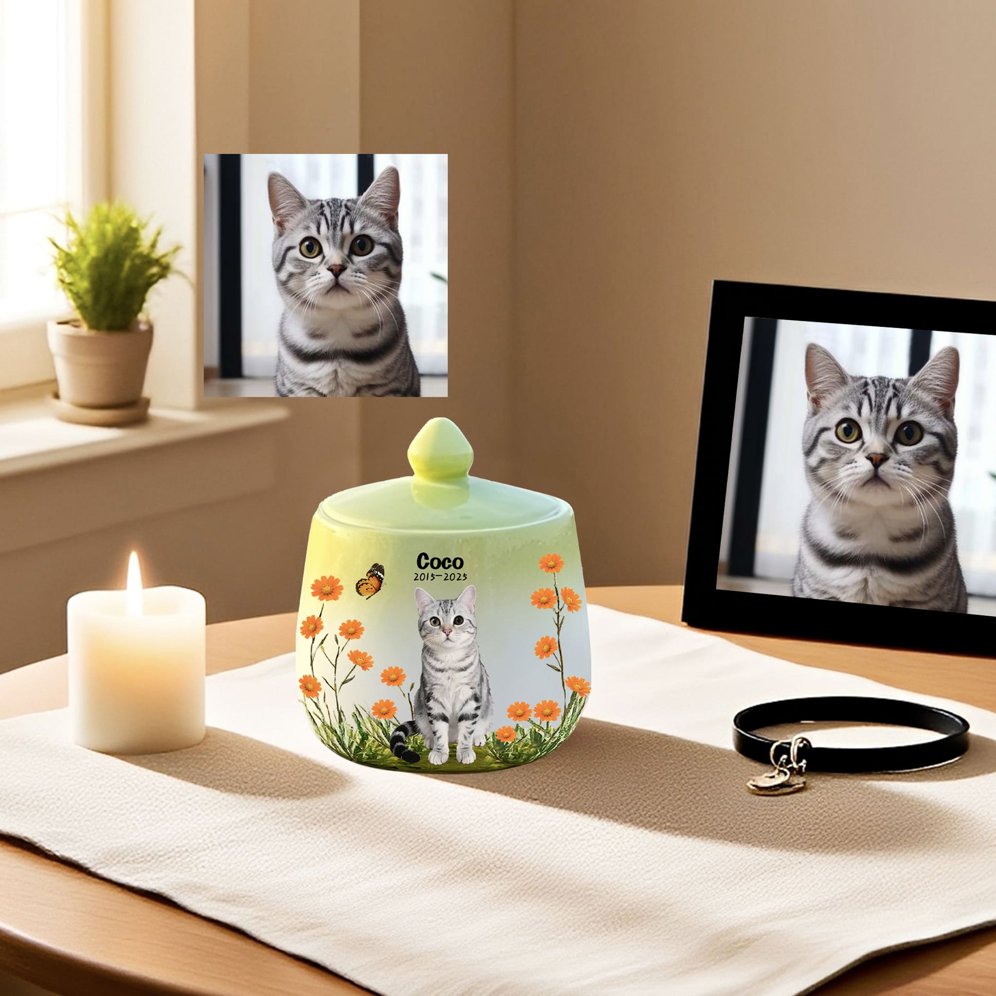 Handcrafted Personalized Urn for American Shorthair Cat – Memorial Gift