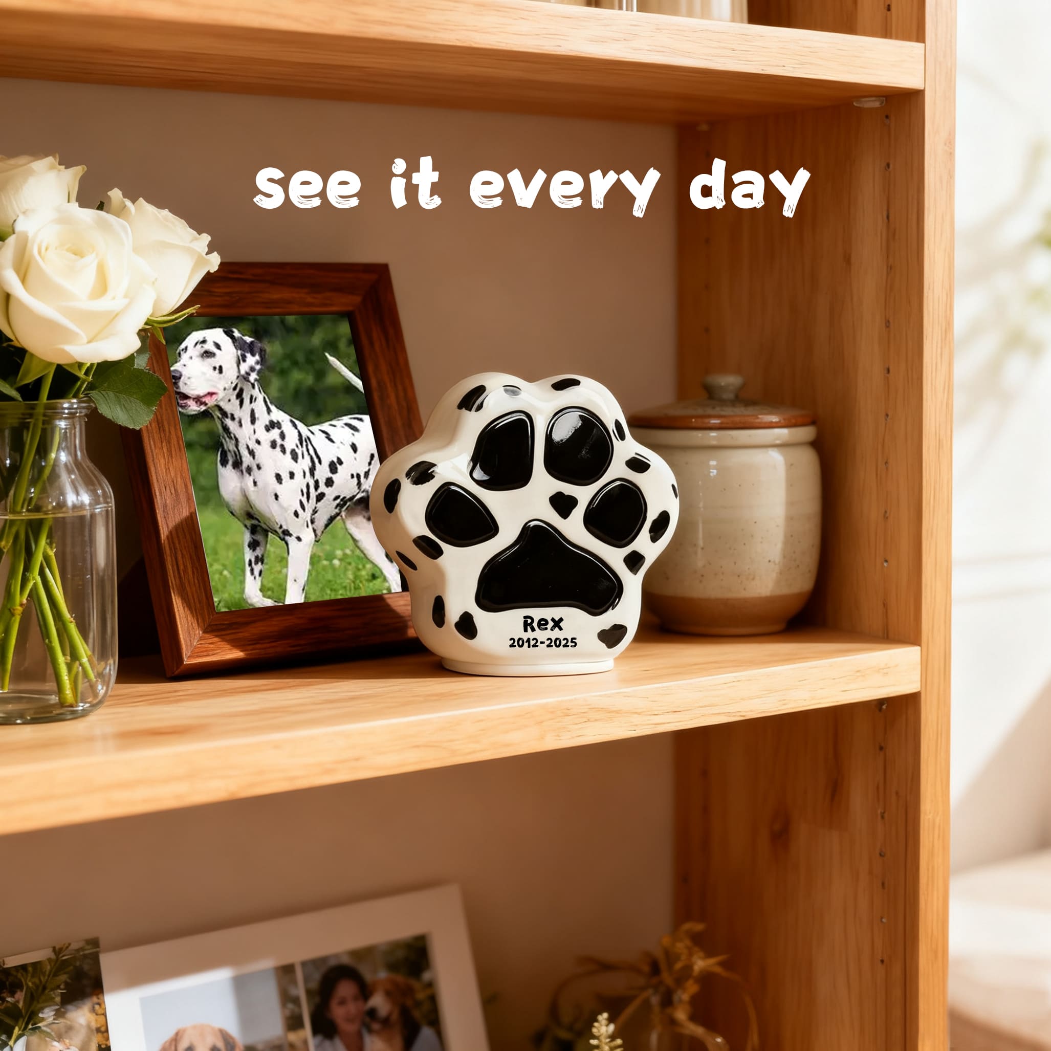 Personalized Ceramic Dog Cremation Urn - Paw Print #112