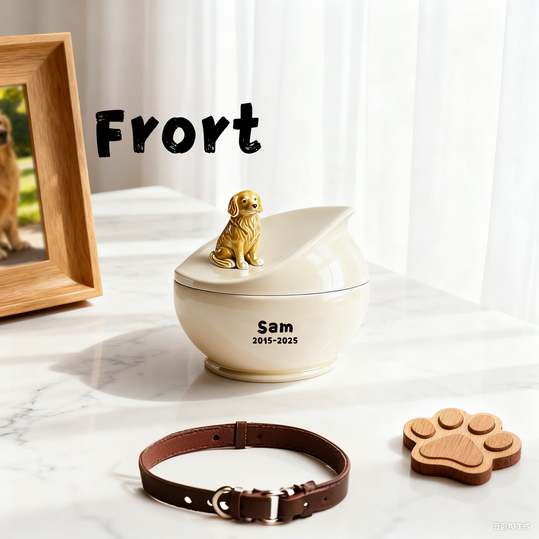 Personalized Dog Urn-Hand-Painted Ceramic Pet Urn for Ashes with Portrait, Name & Date | Custom Dog Memorial Keepsake, Forever Home Tribute