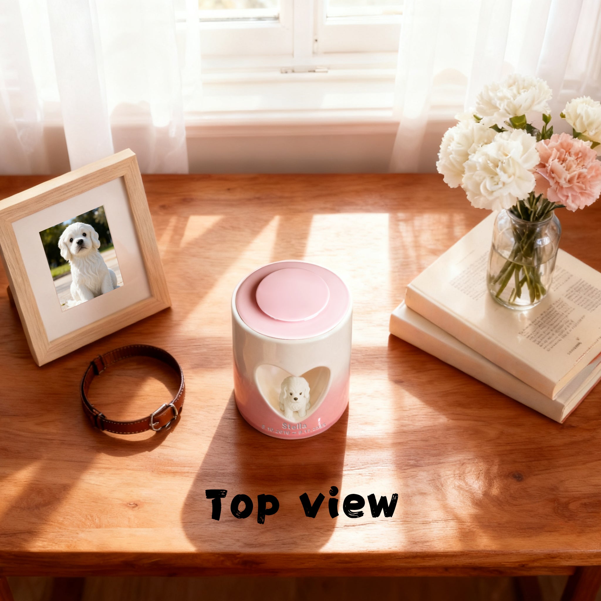 Custom Dog Urn for Ashes – Personalized Dog Urn with Portrait, Name & Date | Handmade Ceramic Dog Memorial Urn, Dog Ashes Keepsake