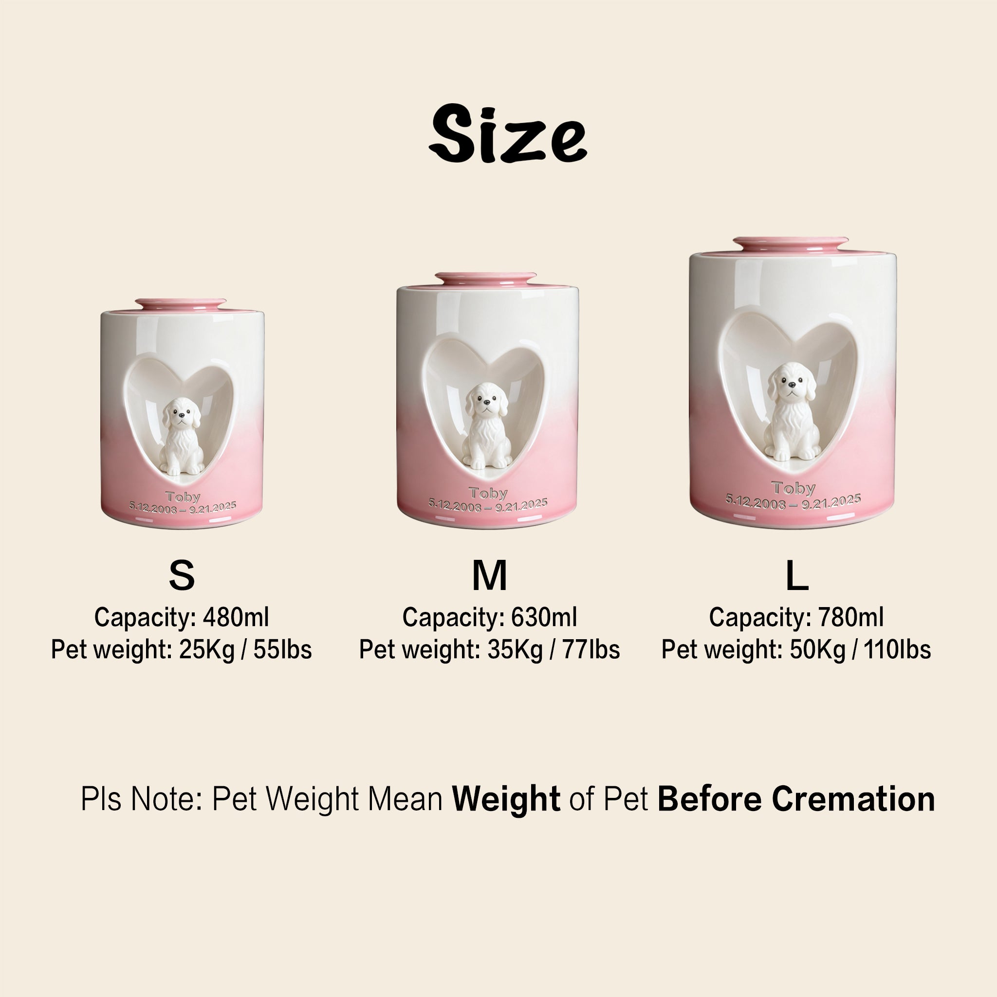 Custom Dog Urn for Ashes – Personalized Dog Urn with Portrait, Name & Date | Handmade Ceramic Dog Memorial Urn, Dog Ashes Keepsake