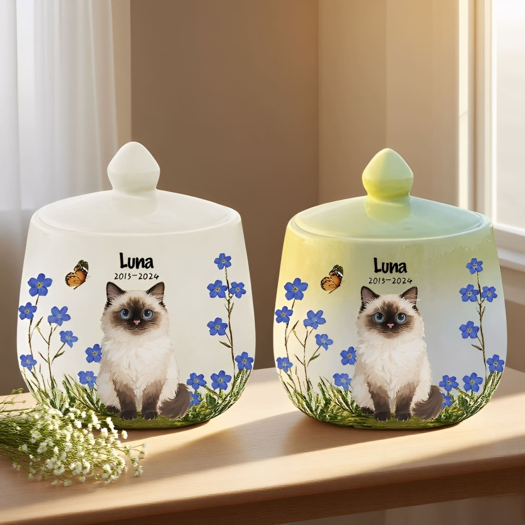 Personalized Cat Urn for Ashes,Handcrafted Lifelike Ceramic Portrait,Captures Your Cat’s Personality & Keep Them Forever By Your Side