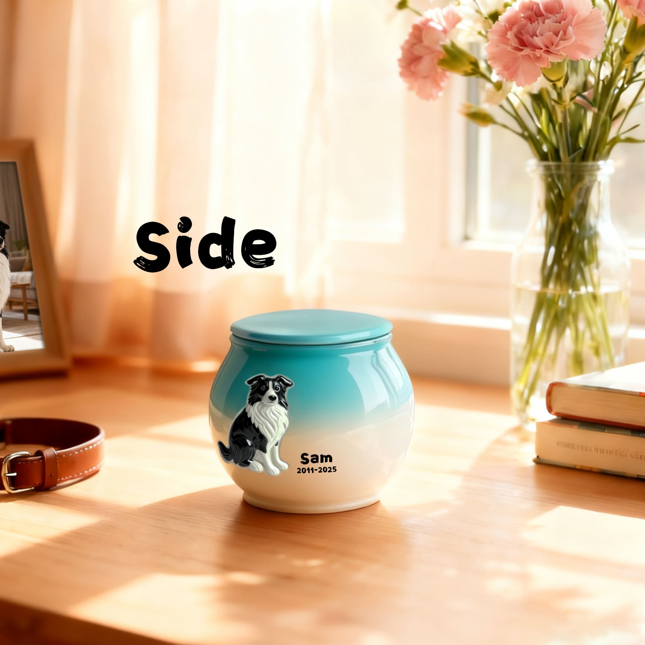 Custom Dog Urn with Engraved Name & Portrait | Gradient Ceramic Memorial for Cats & Dogs