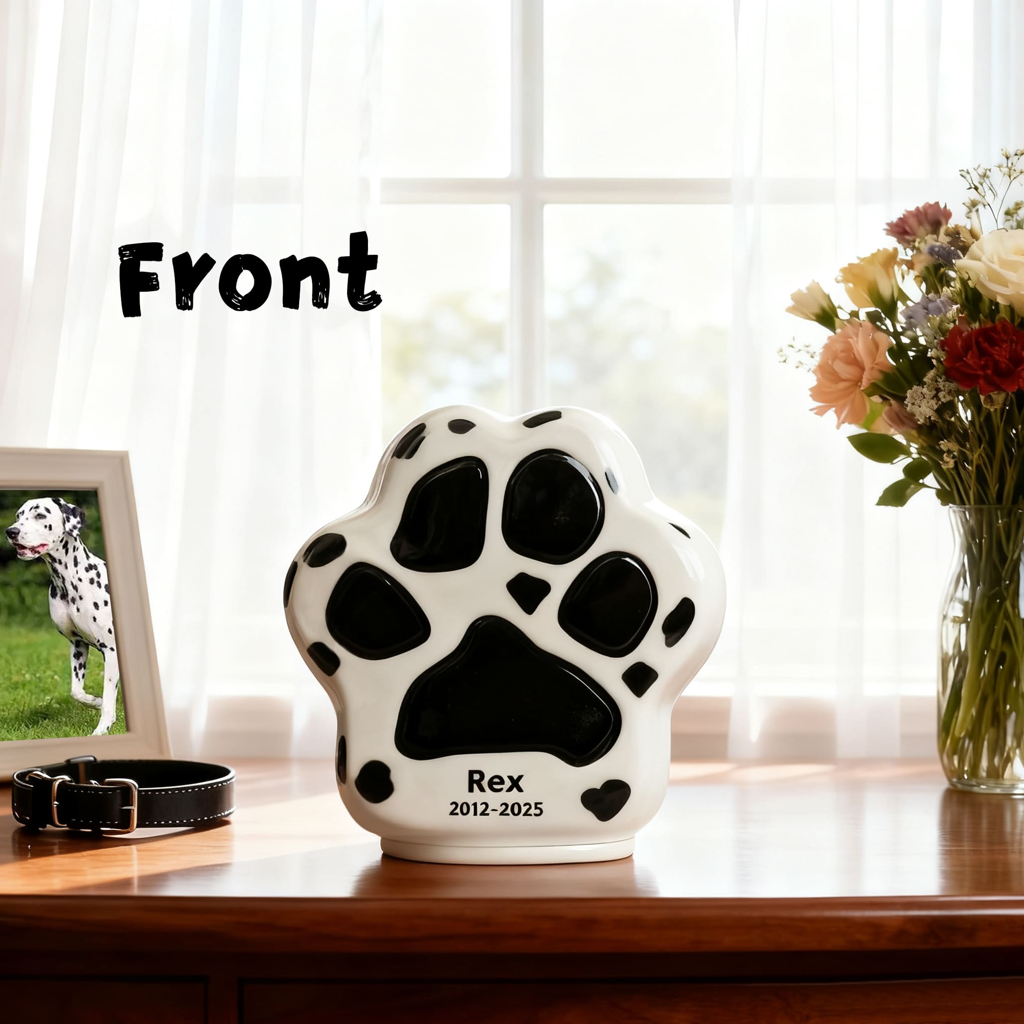 Personalized Ceramic Dog Cremation Urn - Paw Print #112