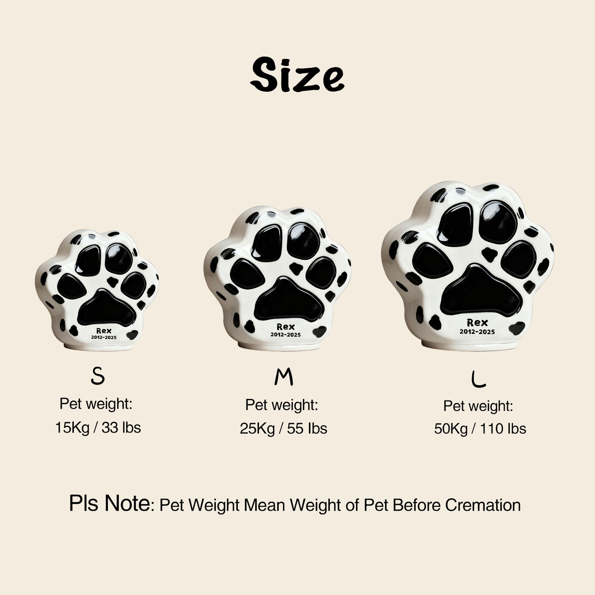 Personalized Ceramic Dog Cremation Urn - Paw Print #112