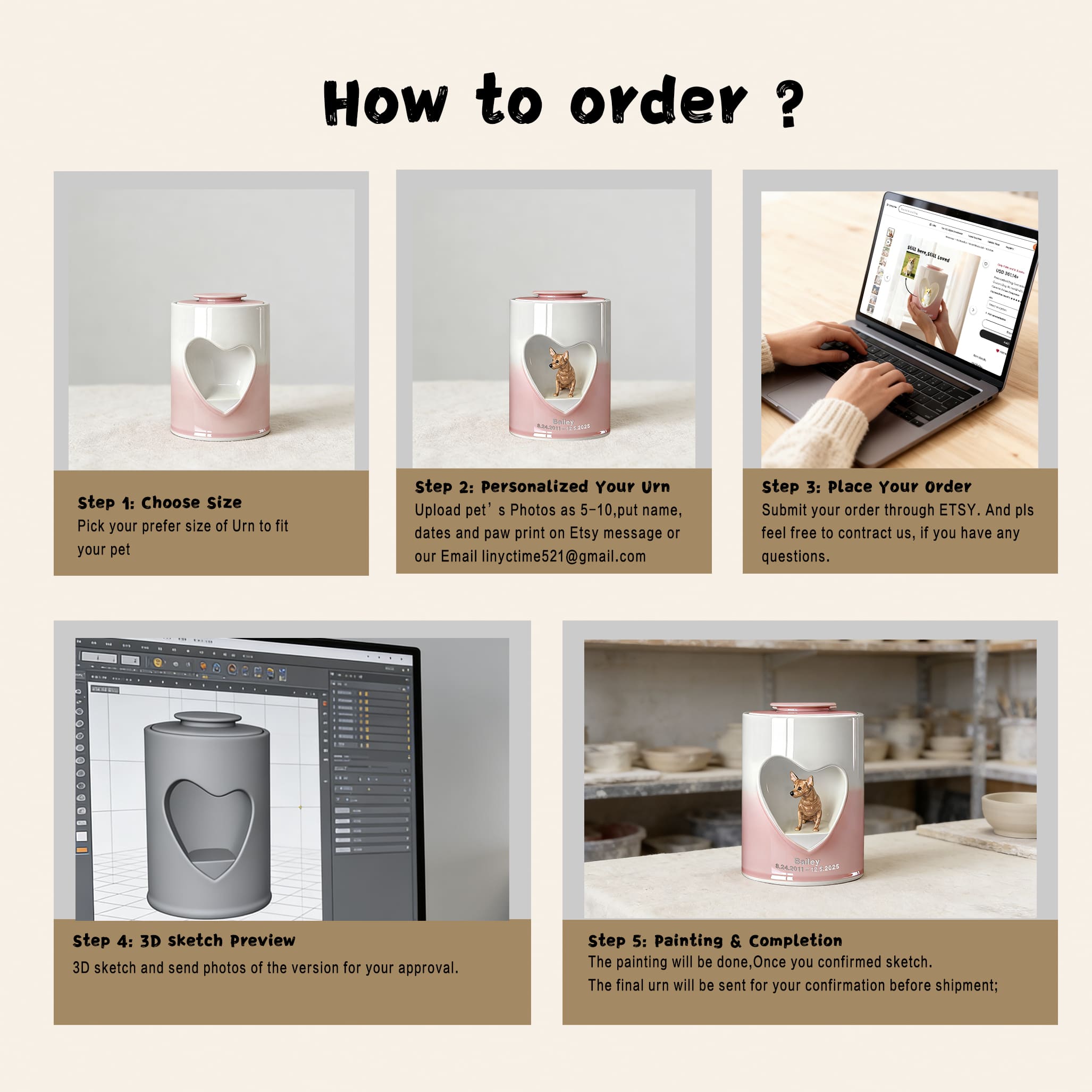 Personalized Heart-Shaped Dog Urn #HS204