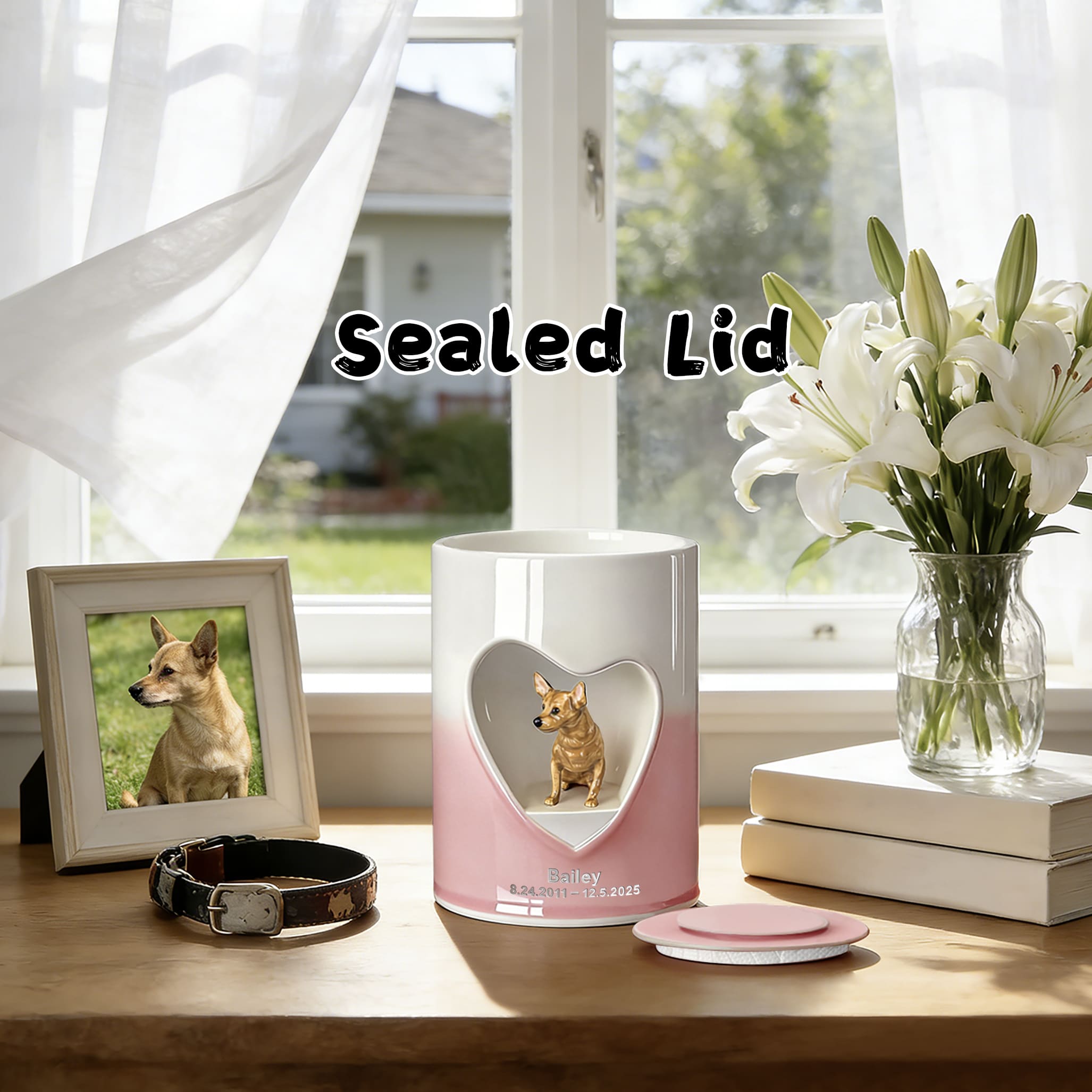 Personalized Heart-Shaped Dog Urn #HS204