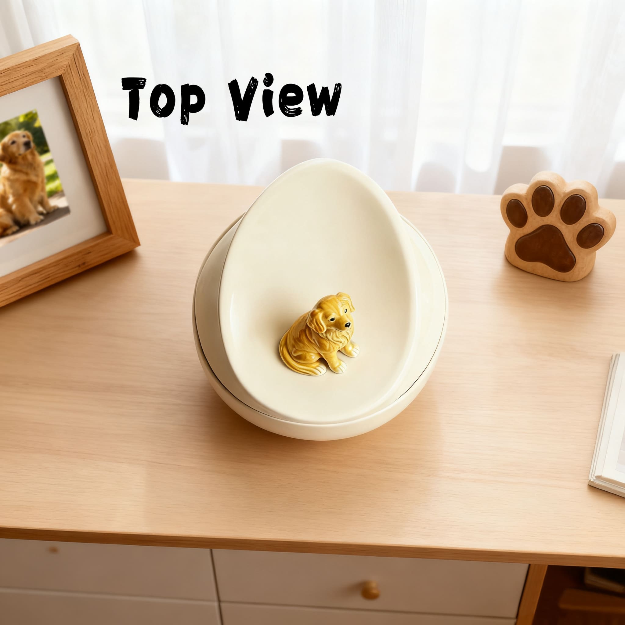 Personalized Dog Memorial Urn | Custom Ceramic Ashes Urn with Portrait, Name & Dates