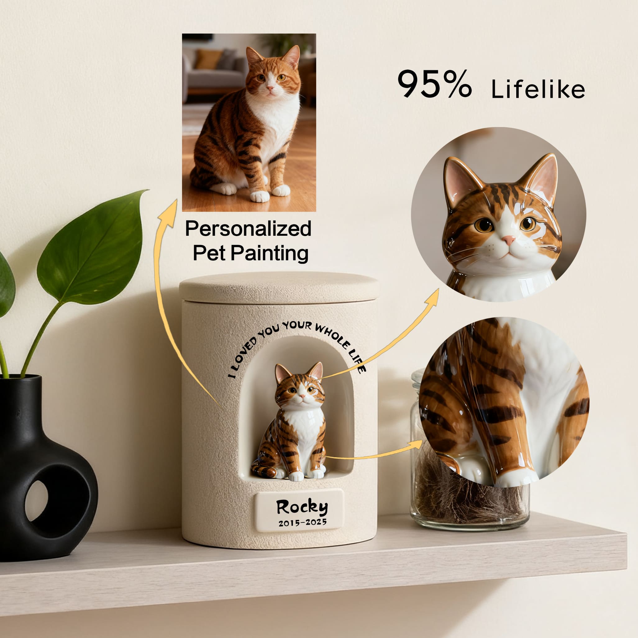 Personalized Dog Urn – Once-in-a-Lifetime Luxury Ceramic Dog & Cat Ashes Urn, Fine Art Hand-Painted Memorial Gift