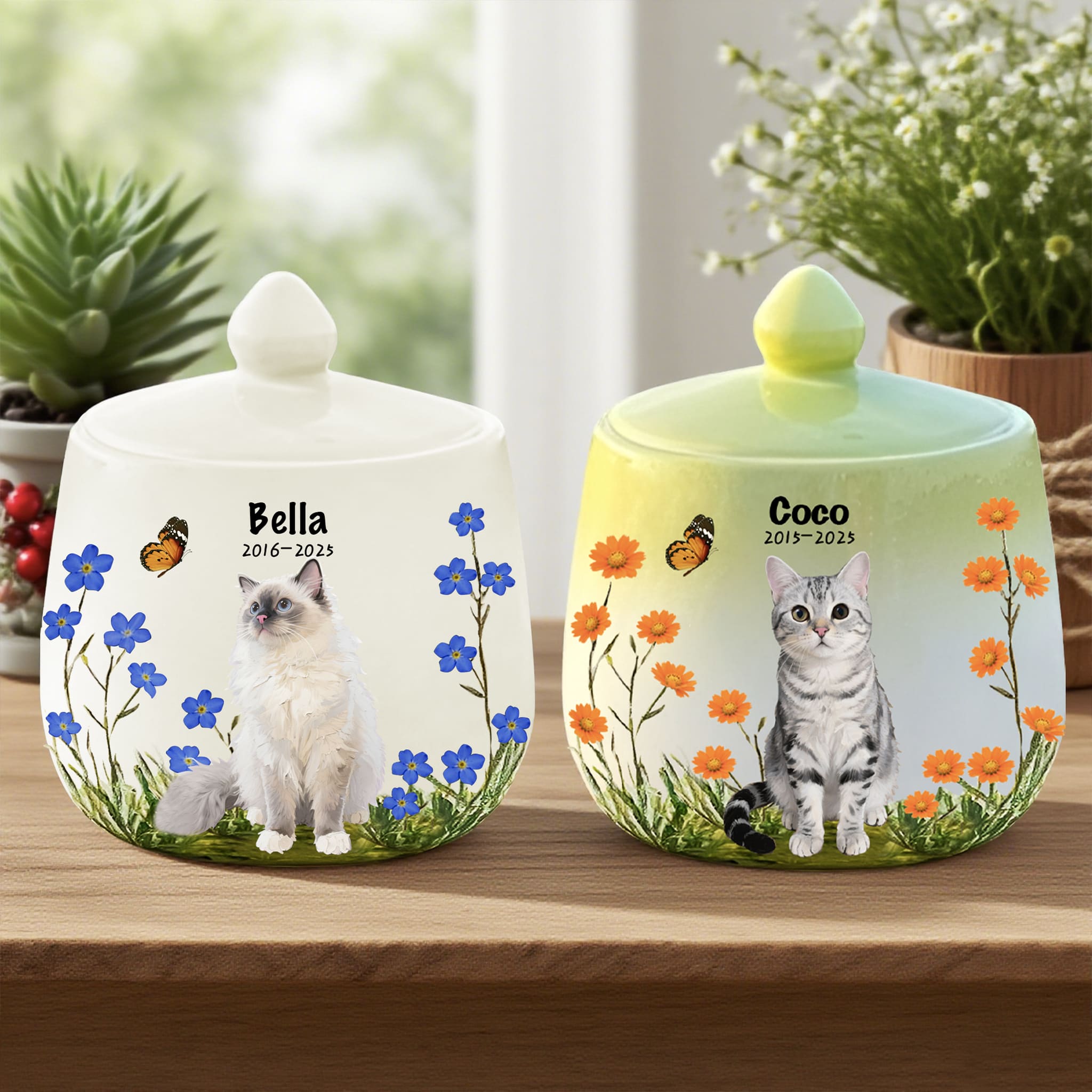 Personalized Cat Urn for Ashes,Handcrafted Lifelike Ceramic Portrait,Captures Your Cat’s Personality & Keep Them Forever By Your Side