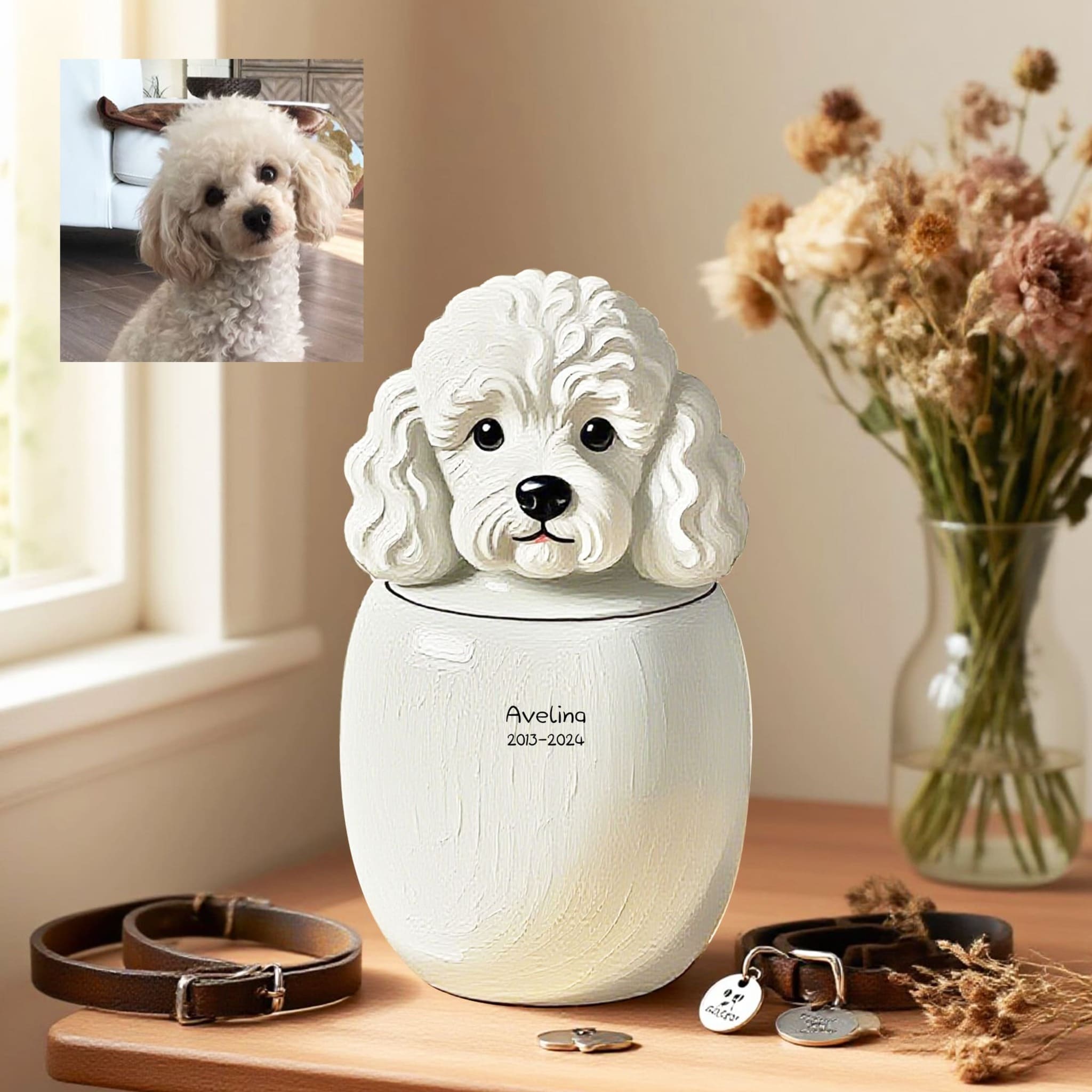 Handmade Ceramic Pet Urns for Ashes | Personalized Pet Portrait Keepsakes, Capturing Your Pet’s Essence