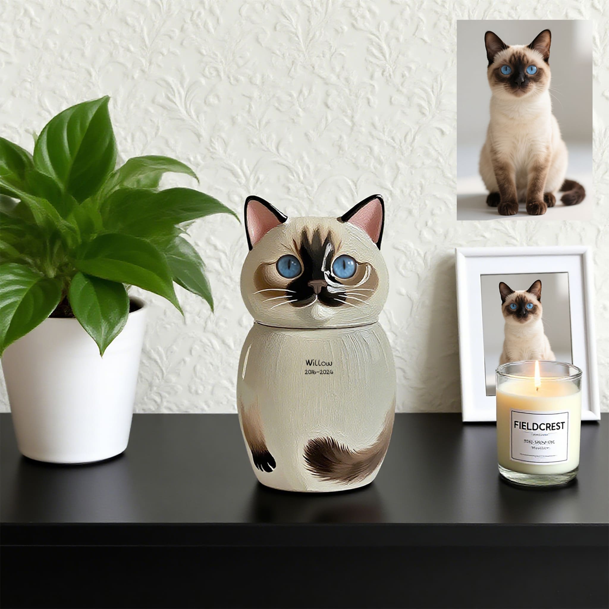Personalised Siamese Cat Pet Urns - Custom Cat Urns with Pictures