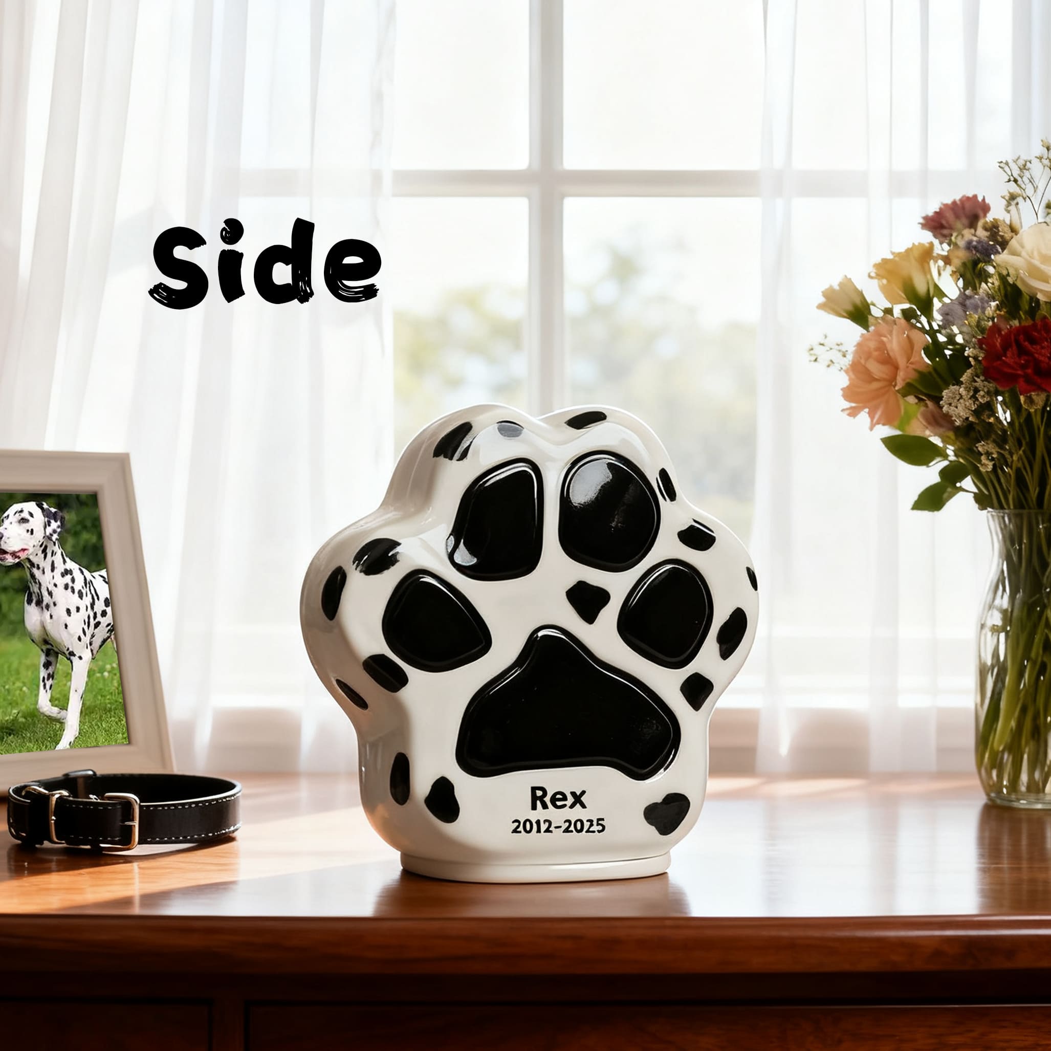 Personalized Ceramic Dog Cremation Urn - Paw Print #112