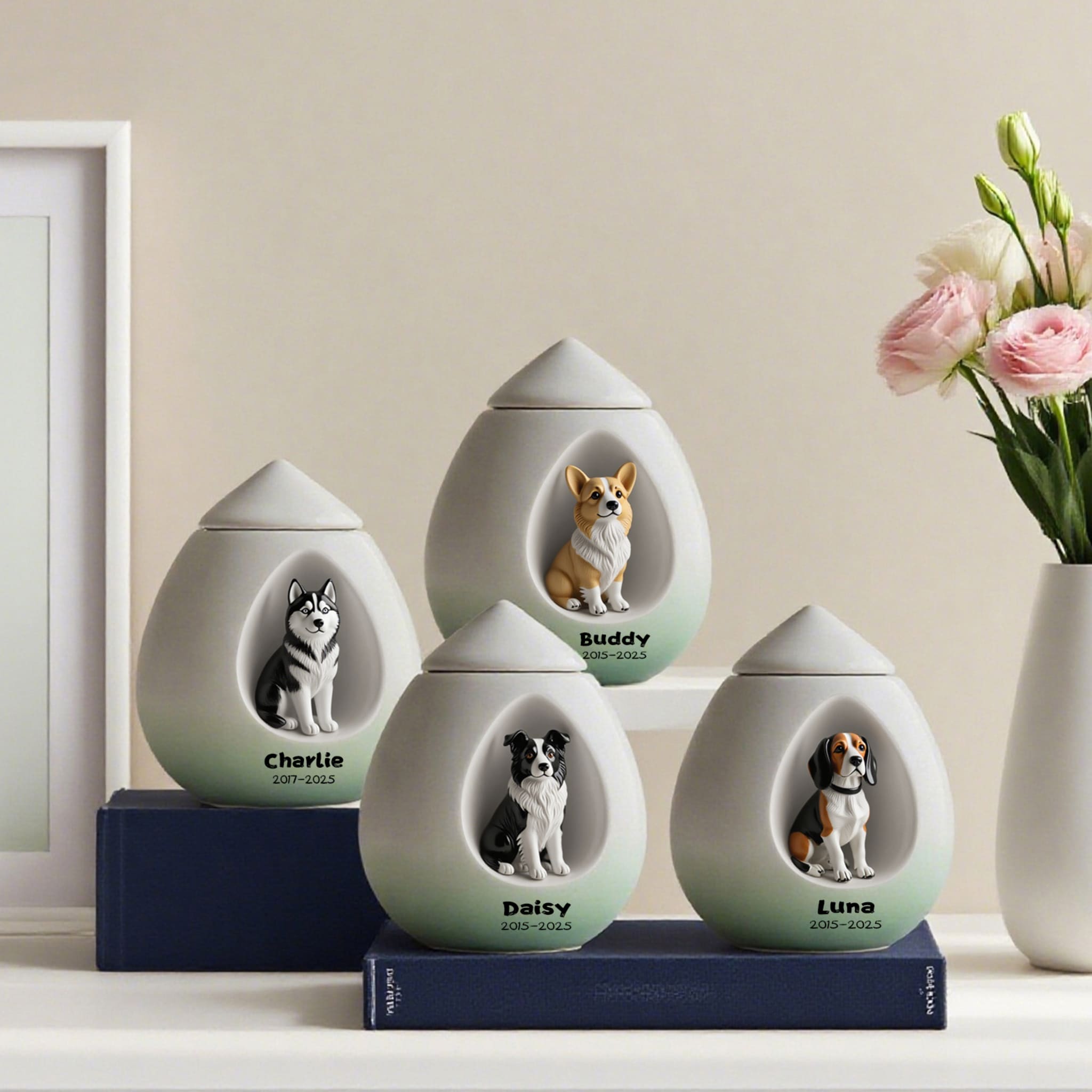 Handcrafted Luxury Teardrop Dog Urn - Photo Customise for Your Baby's Forever Home