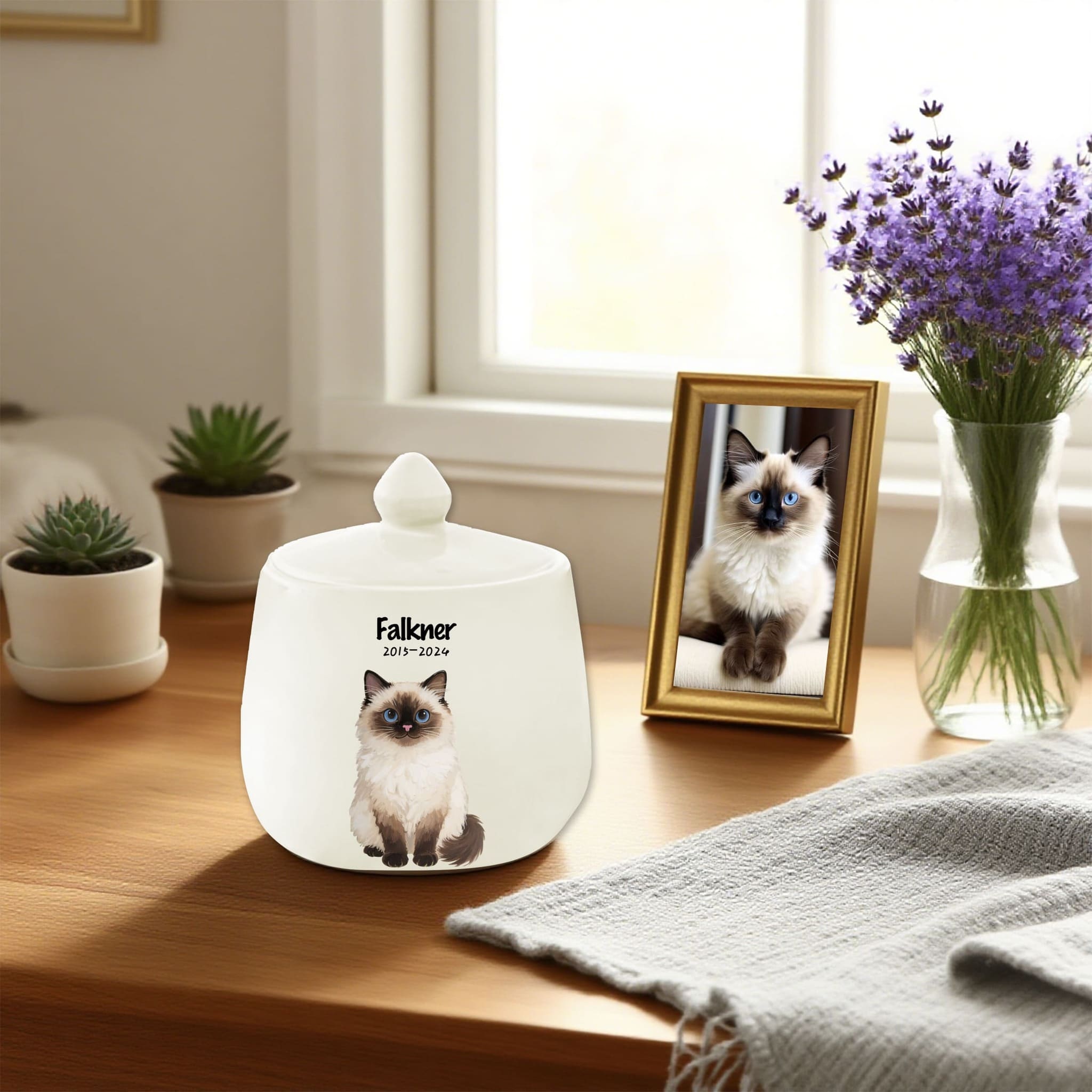 Tailored Siamese Cat Urn: Commemorate Your Dearest Siamese Cat