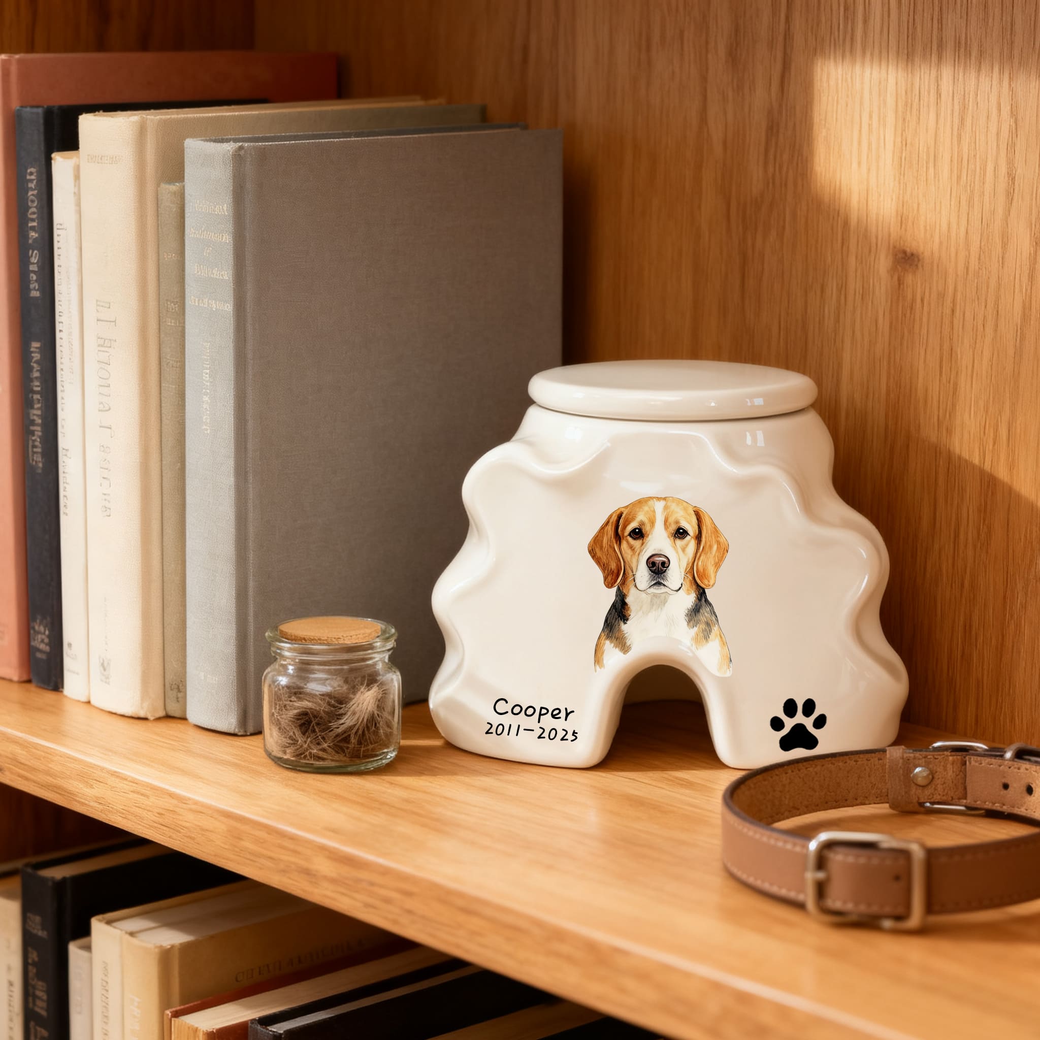 Personalized Pet Urns-Hand-Painted Ceramic Portrait, Paw Print, Name & Date, A Once-in-a-Lifetime Tribute,Pet Ashes Keepsakes