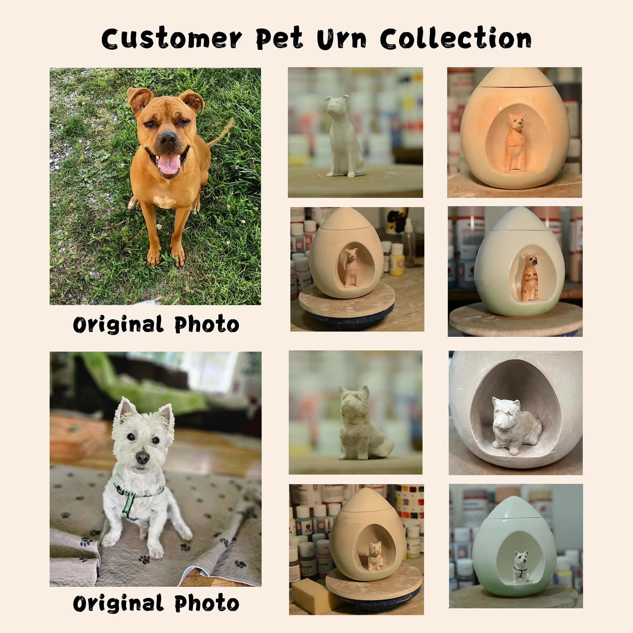 Personalized Dog Urn – Hand-Painted Ceramic Lifelike Portrait,Name and Date,Forever Home for Beloved Pet