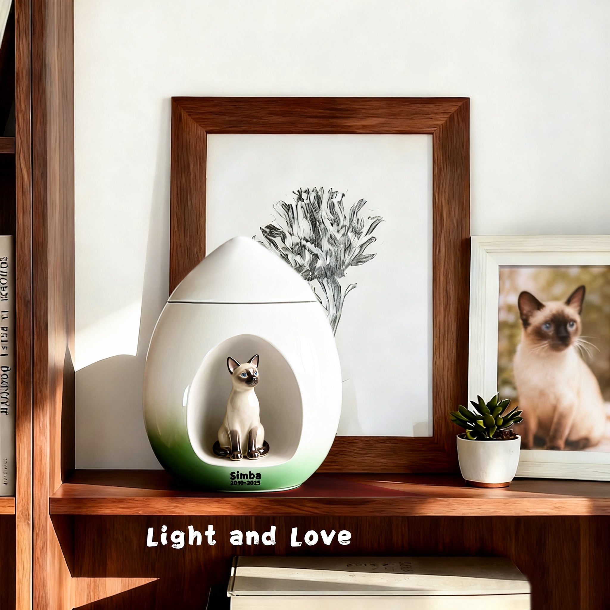 Personalized Cat Urn for Ashes – Custom Handmade Urn with Pet Portrait, Name & Dates | A Loving Memorial Keepsake
