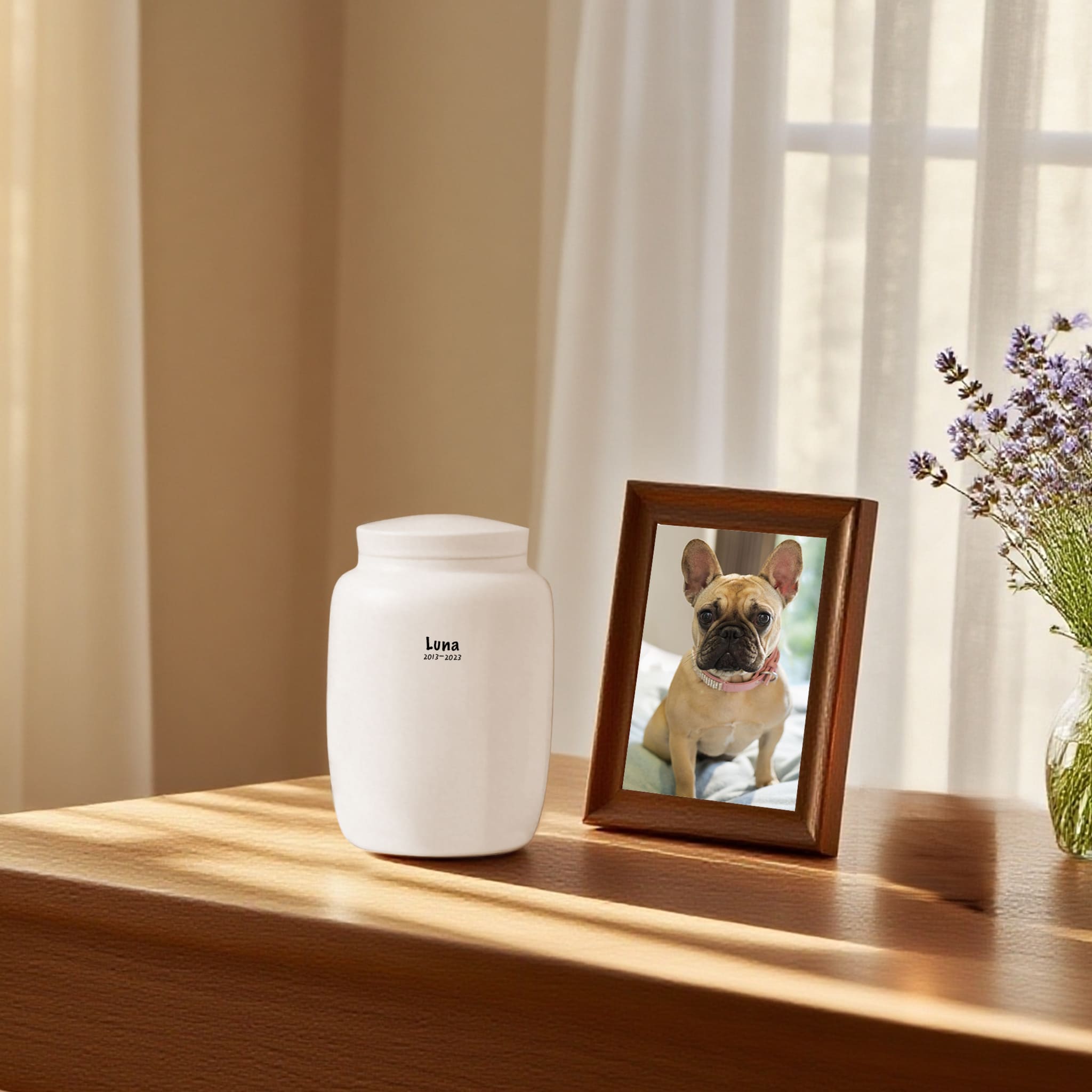 Forever Keepsake Urn-Personalized Pet Urns for Dogs,Hand-Painted Lifelike Pet Portrait,Cat or Dog Cremation Urn,Tribute Gift for Pet