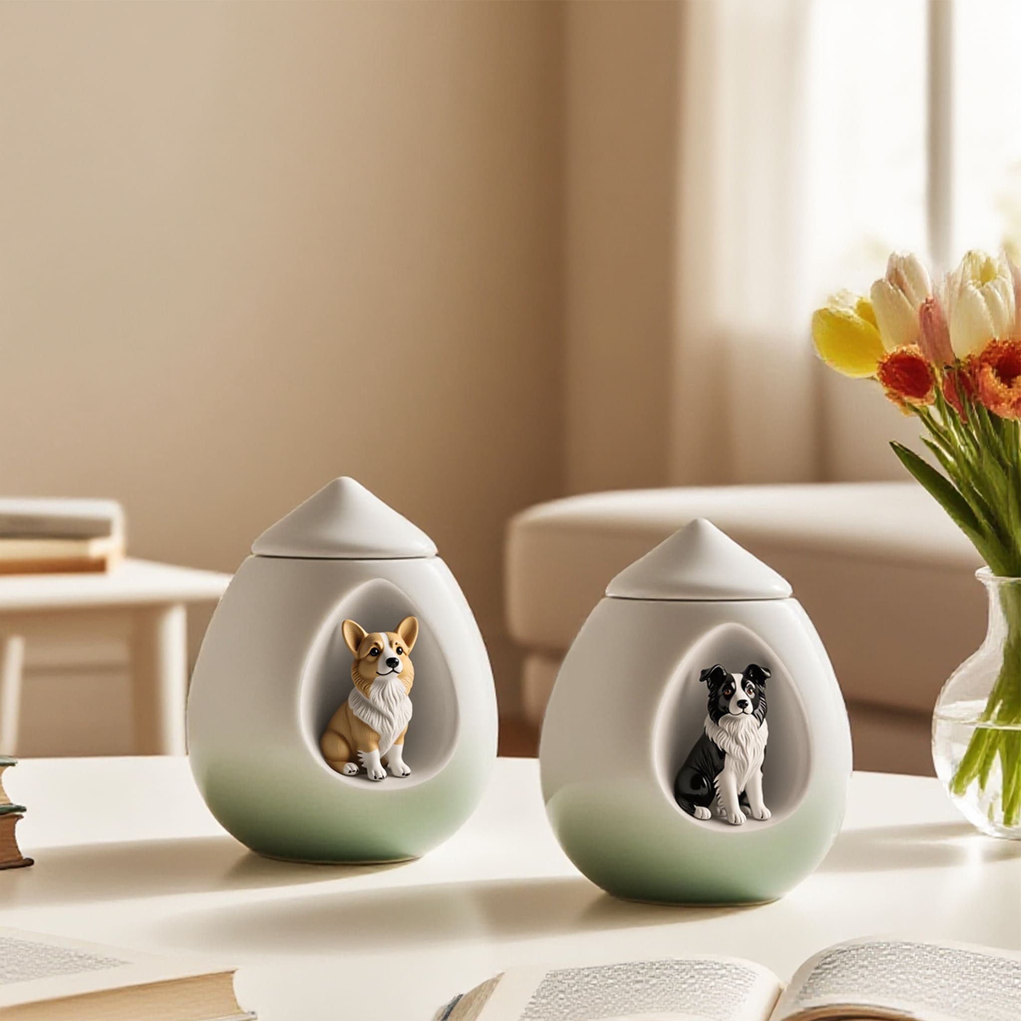BelovedPawPrint Luxury Teardrop Dog Urn - Photo Customise Your Baby's Forever Home