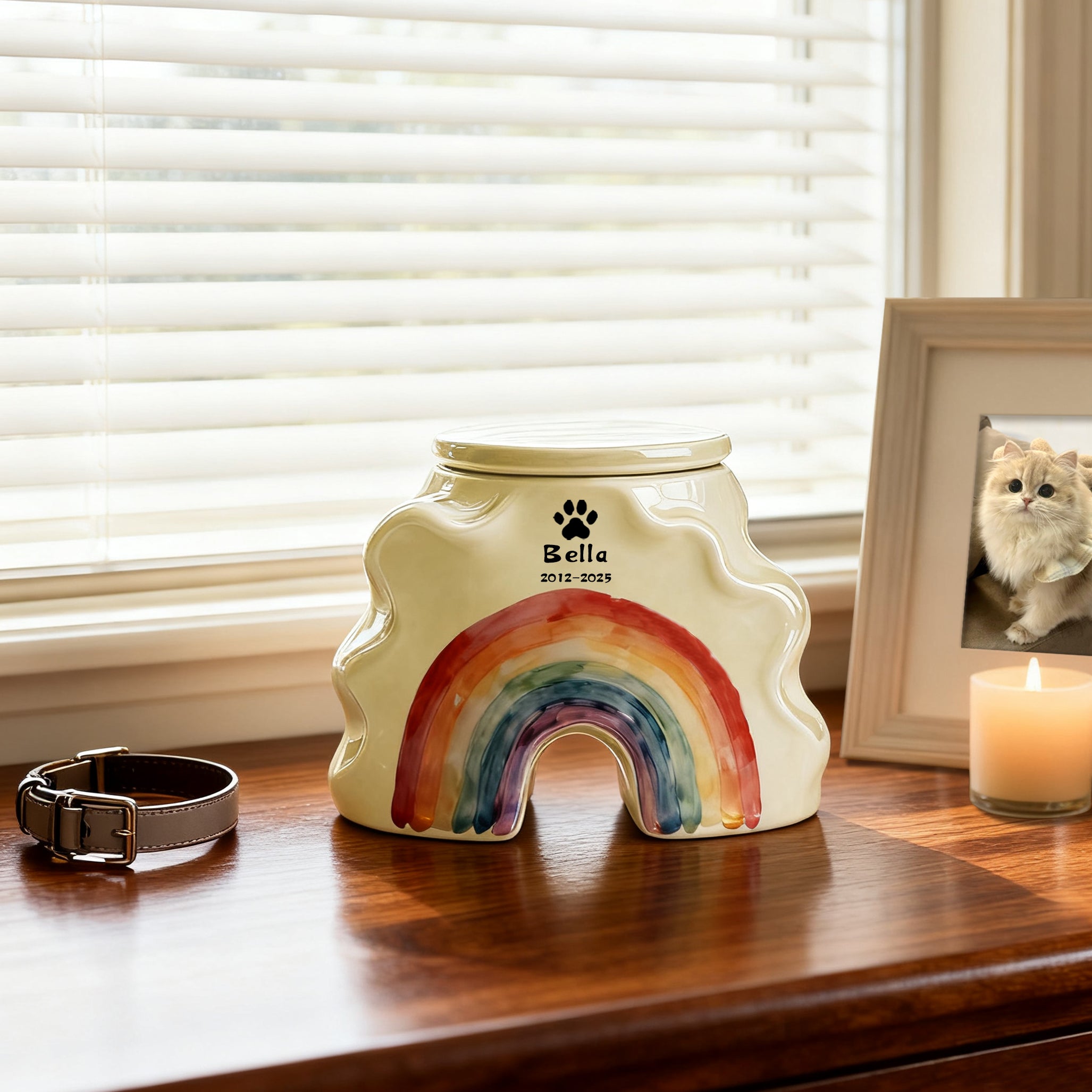Tailored Dog Resting Urn - Engraved Name & Rainbow Bridge Tribute